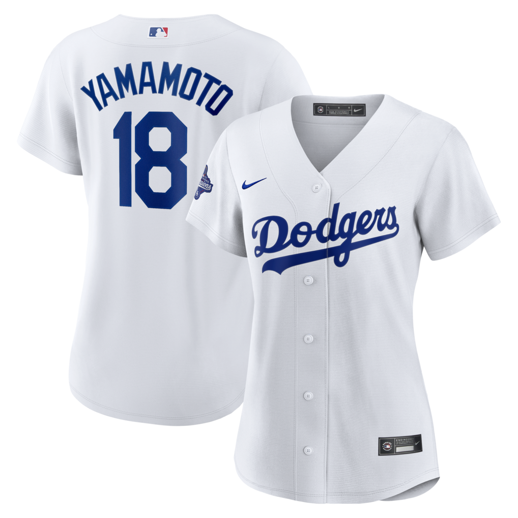 Women's Los Angeles Dodgers Yoshinobu Yamamoto Nike White 2025 World Series Champions Home Replica Jersey - Jersey