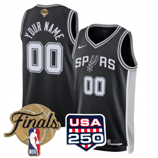Men's San Antonio Spurs Active Player Custom Black 2026 Finals Patch Icon Edition Stitched Basketball Jersey - Jersey