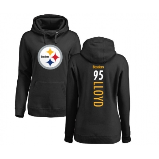 Football Women's Pittsburgh Steelers #95 Greg Lloyd Black Backer Pullover Hoodie - Jersey