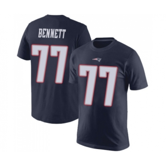 Football New England Patriots #77 Michael Bennett Navy Blue Rush Pride Name & Number T-Shirt - Jersey