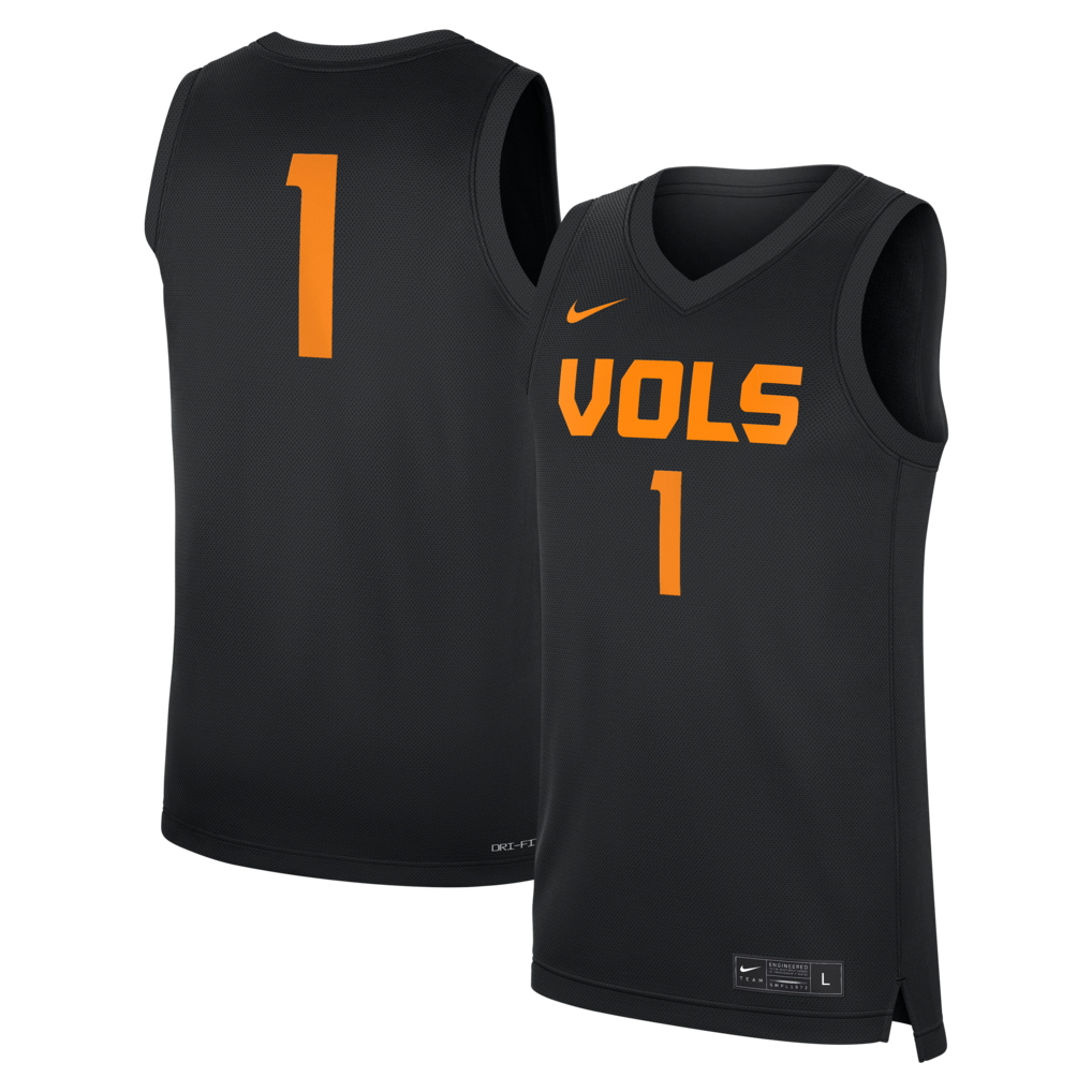 Men's Nike Black Tennessee Volunteers #1 Replica Basketball Jersey - Jersey