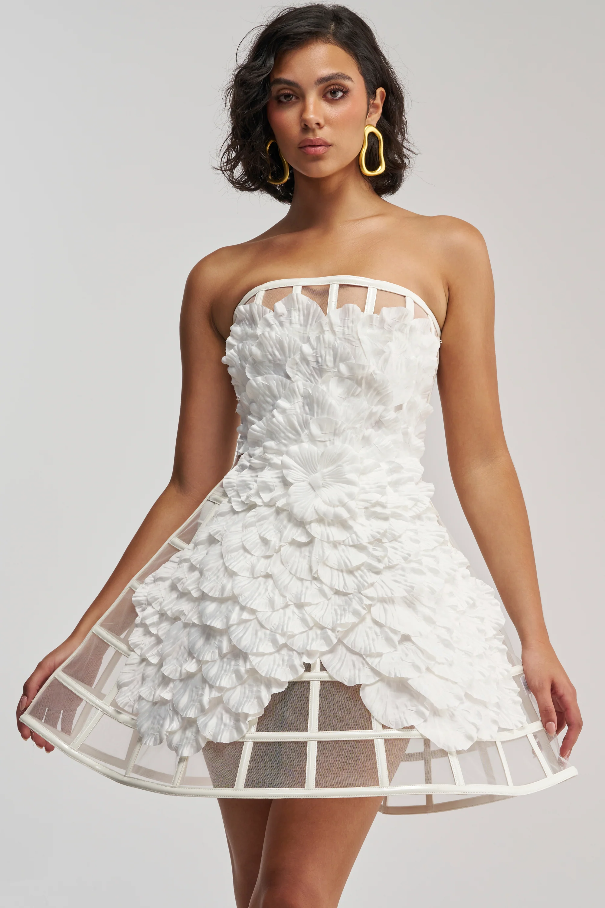 FULL BLOOM CAGE DRESS IN WHITE - Akira Wear
