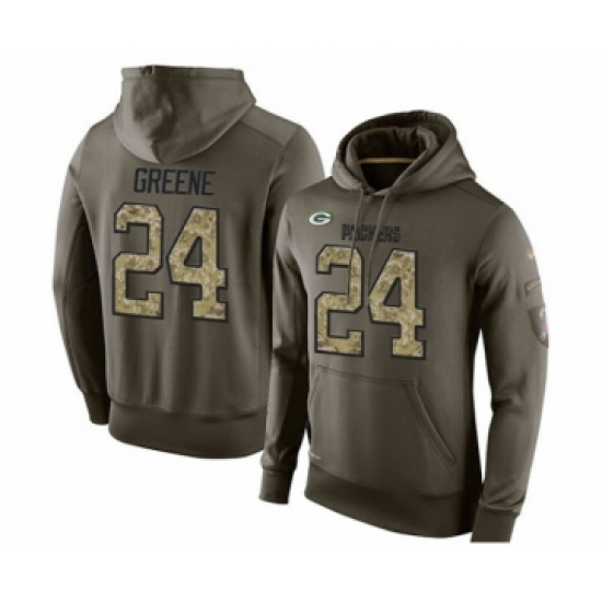 Football Men's Green Bay Packers #24 Raven Greene Green Salute To Service Pullover Hoodie - Jersey