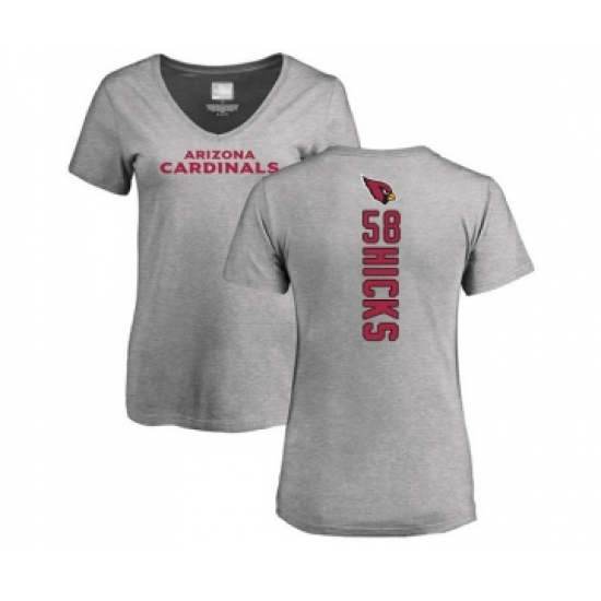 Football Women's Arizona Cardinals #58 Jordan Hicks Ash Backer V-Neck T-Shirt - Jersey