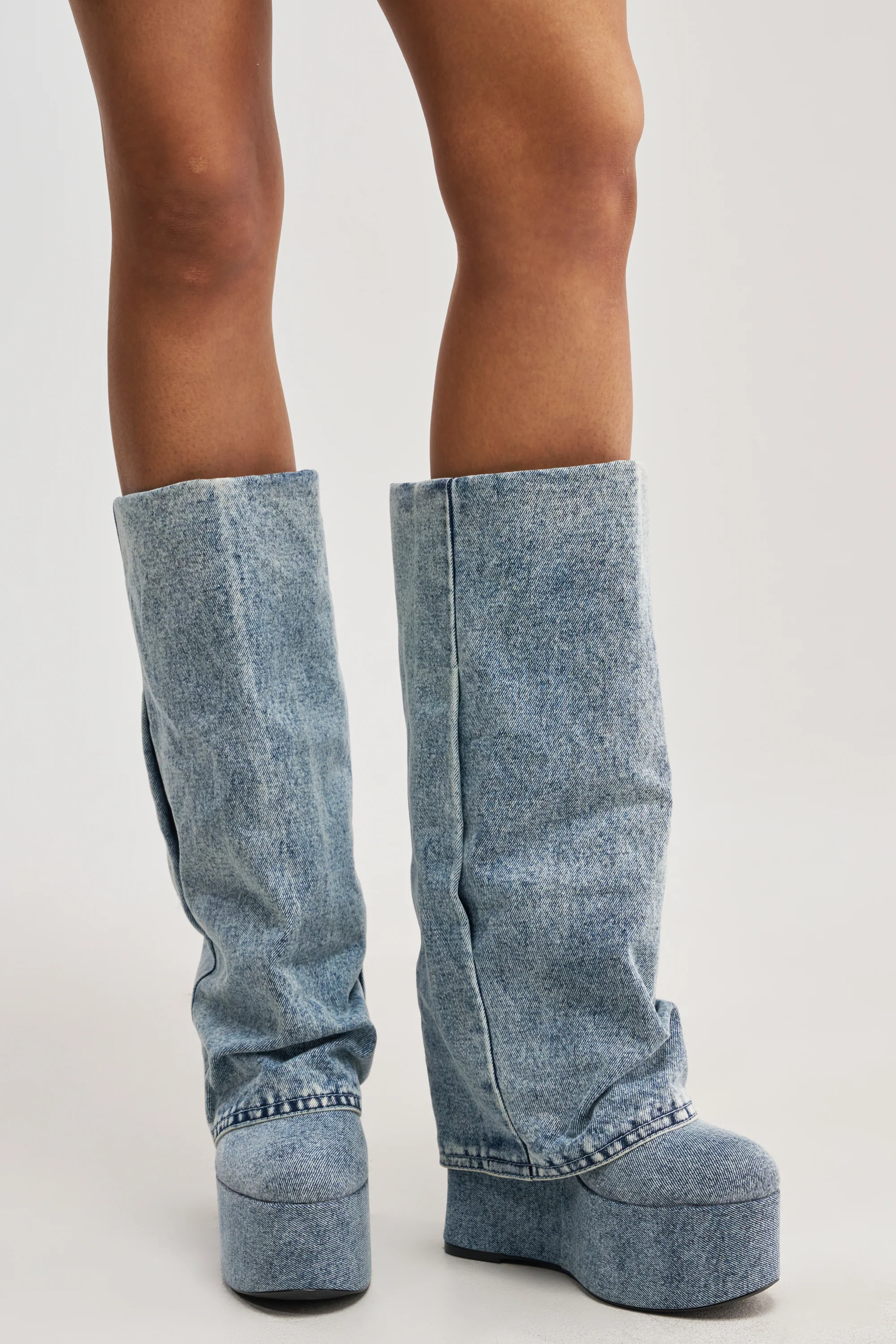 AZALEA WANG FRANKEYE DENIM FLATFORM BOOT - Akira Wear
