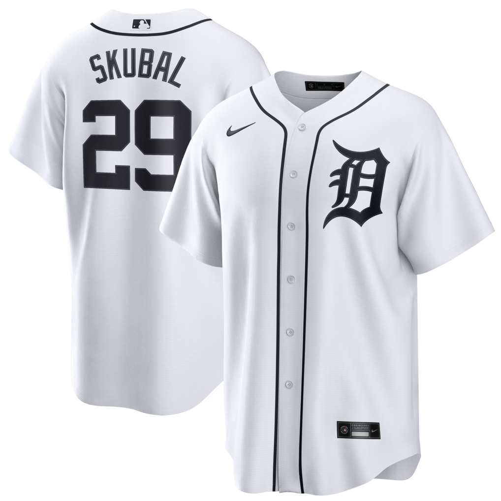 Men's  Detroit Tigers Tarik Skubal Nike White Home Replica Jersey - Jersey