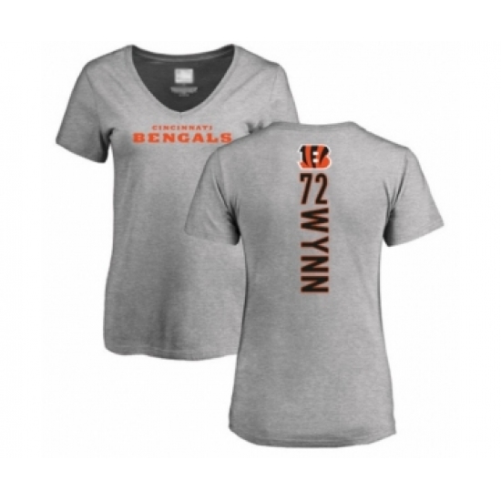 Football Women's Cincinnati Bengals #72 Kerry Wynn Ash Backer V-Neck T-Shirt - Jersey