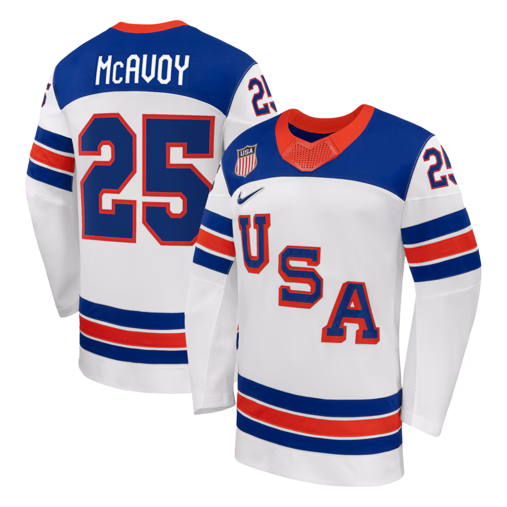 Men's Charlie McAvoy Nike White US Hockey 2026 Away Replica Jersey - Jersey