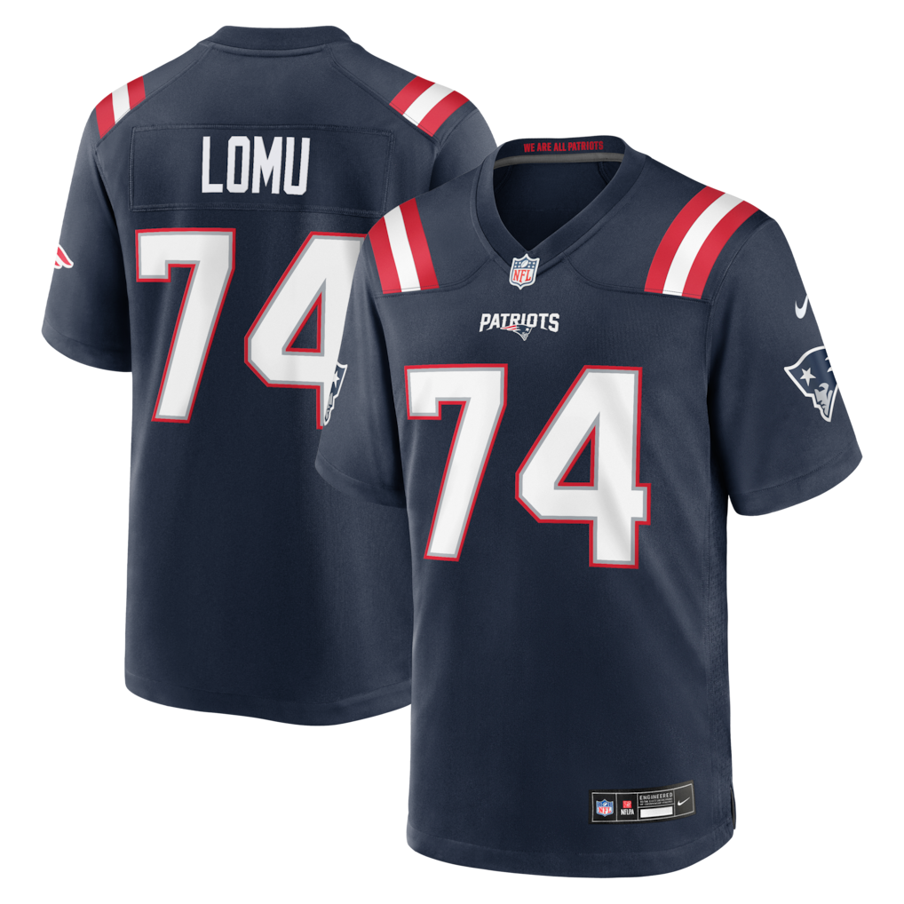 Men's New England Patriots Caleb Lomu Nike Navy 2026 NFL Draft First Round Pick No. 28 Team Game Jersey - Jersey