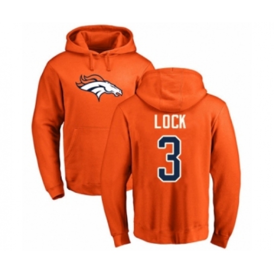 Football Denver Broncos #3 Drew Lock Orange Name & Number Logo Pullover Hoodie - Jersey