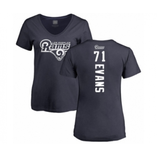 Football Women's Los Angeles Rams #71 Bobby Evans Navy Blue Backer T-Shirt - Jersey