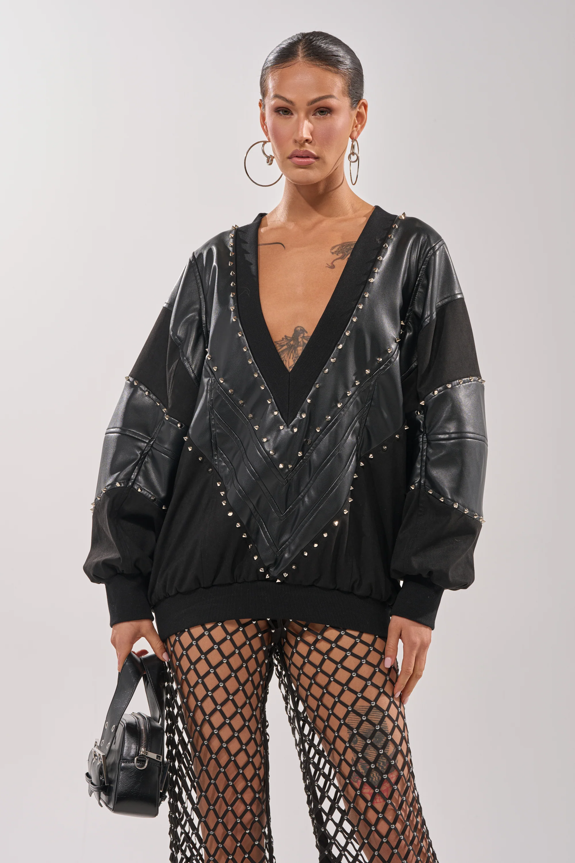 LETS DO THIS FAUX LEATHER SWEATSHIRT - Akira Wear