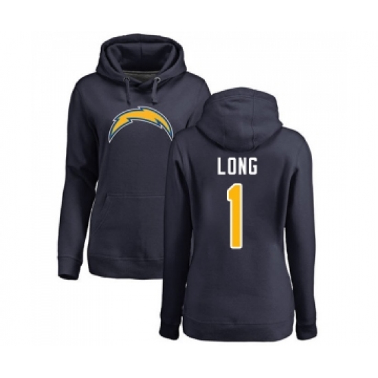 Football Women's Los Angeles Chargers #1 Ty Long Navy Blue Name & Number Logo Pullover Hoodie - Jersey