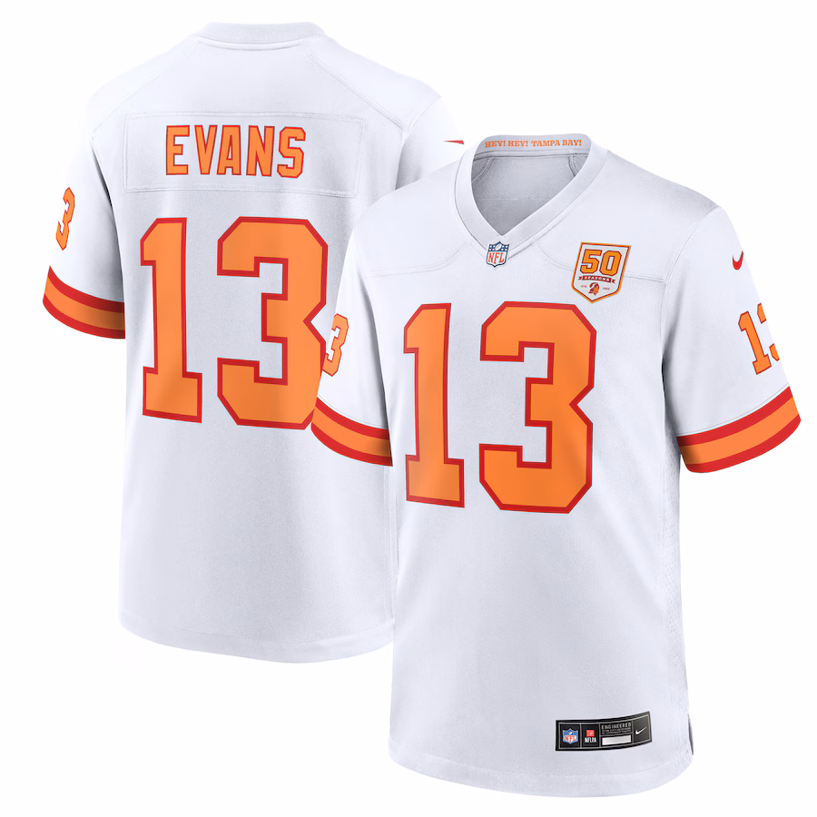 Men's '76 Tampa Bay Buccaneers Mike Evans Nike White 50th Season Game Jersey - Jersey