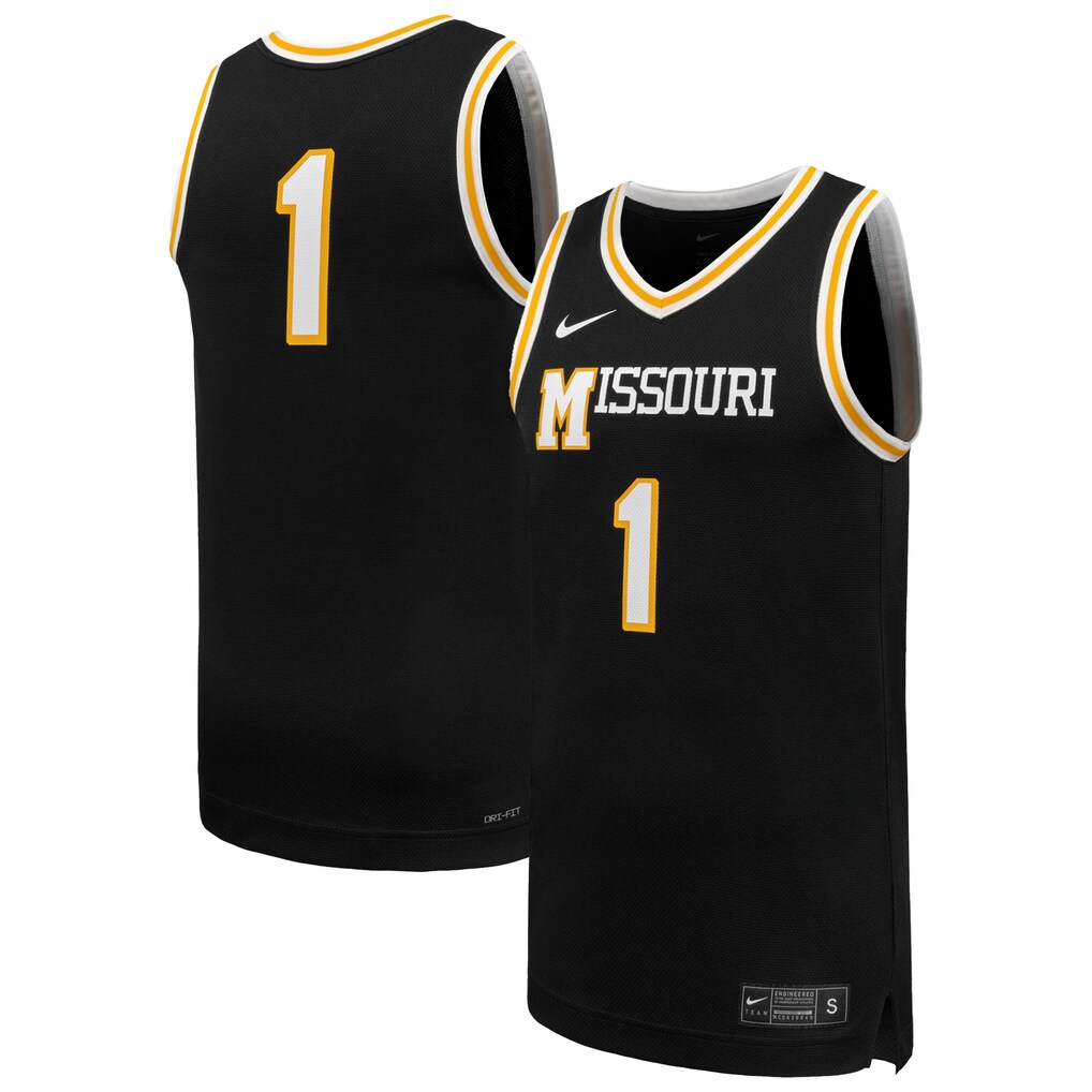 Men's Nike #1 Black Missouri Tigers Replica Basketball Jersey - Jersey