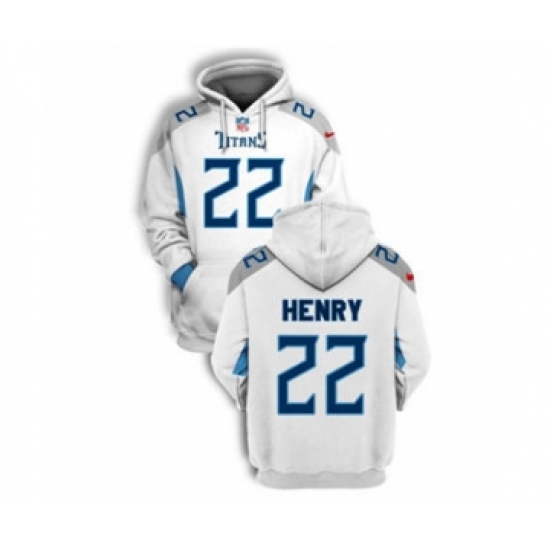 Men's Tennessee Titans #22 Derrick Henry 2021 White Pullover Football Hoodie - Jersey
