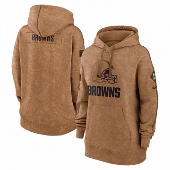 Women's Cleveland Browns Nike Brown 2023 Salute to Service Pullover Hoodie - Jersey