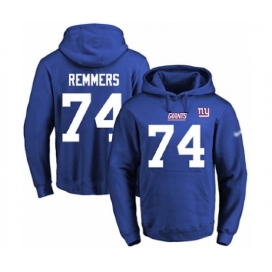 Football Men's New York Giants #74 Mike Remmers Royal Blue Name & Number Pullover Hoodie - Jersey