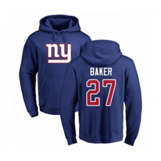 Football New York Giants #27 Deandre Baker Royal Blue Name & Number Logo Pullover Hoodie - Jersey
