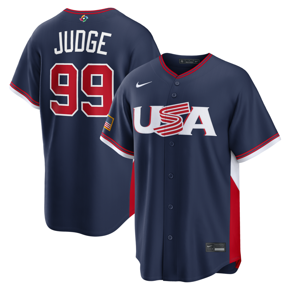 Men's USA Baseball Aaron Judge Nike Navy 2026 World Baseball Classic Road Stadium Jersey - Jersey
