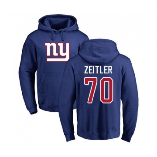 Football New York Giants #70 Kevin Zeitler Royal Blue Name & Number Logo Pullover Hoodie - Jersey