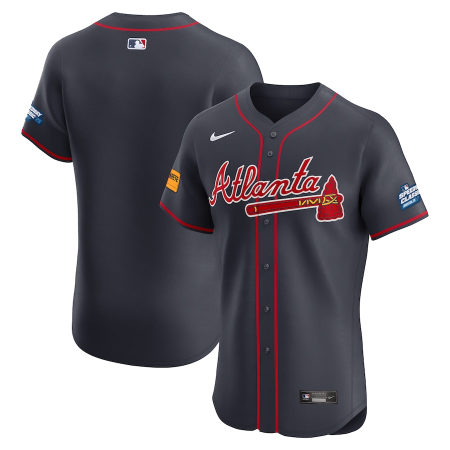 Men's Atlanta Braves Nike Navy 2025 MLB Speedway Classic Alternate Elite Jersey - Jersey