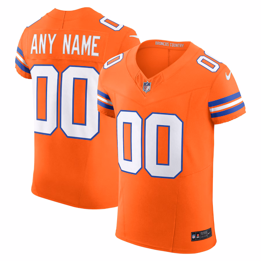 Men's Denver Broncos Nike Orange Alternate 2 Mile High Collection 1977 Throwback Vapor F.U.S.E. Elite Custom Jersey - Jersey