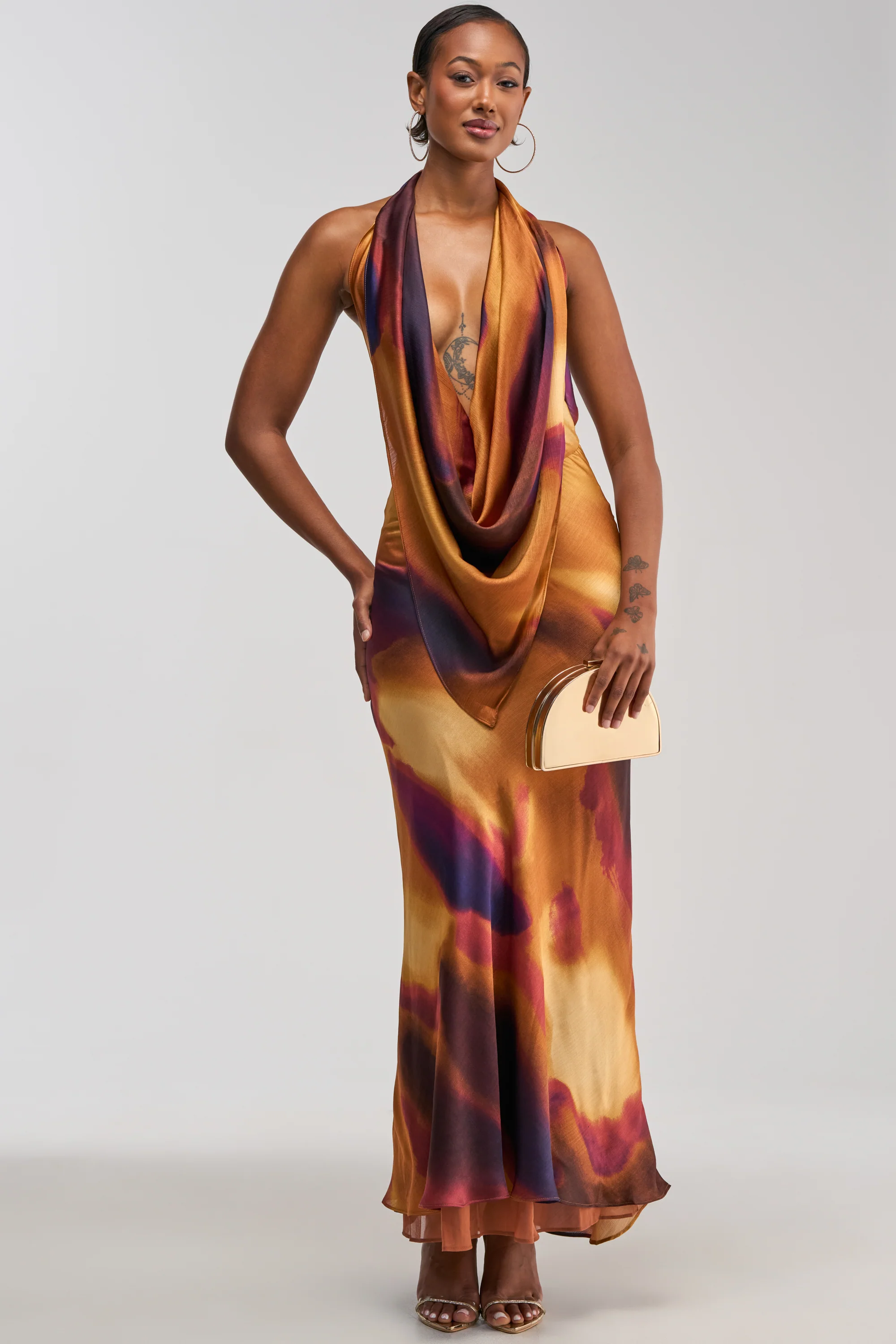 SUNKISSED ABSTRACT MAXI DRESS IN BROWN MULTI - Akira Wear