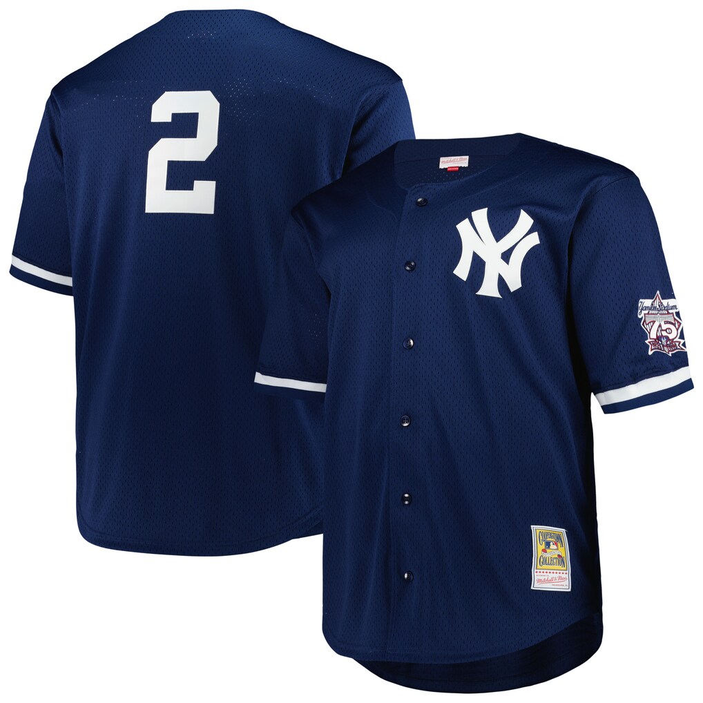 Men's New York Yankees Derek Jeter Mitchell & Ness Navy Big & Tall Cooperstown Mesh Batting Practice Jersey - Jersey