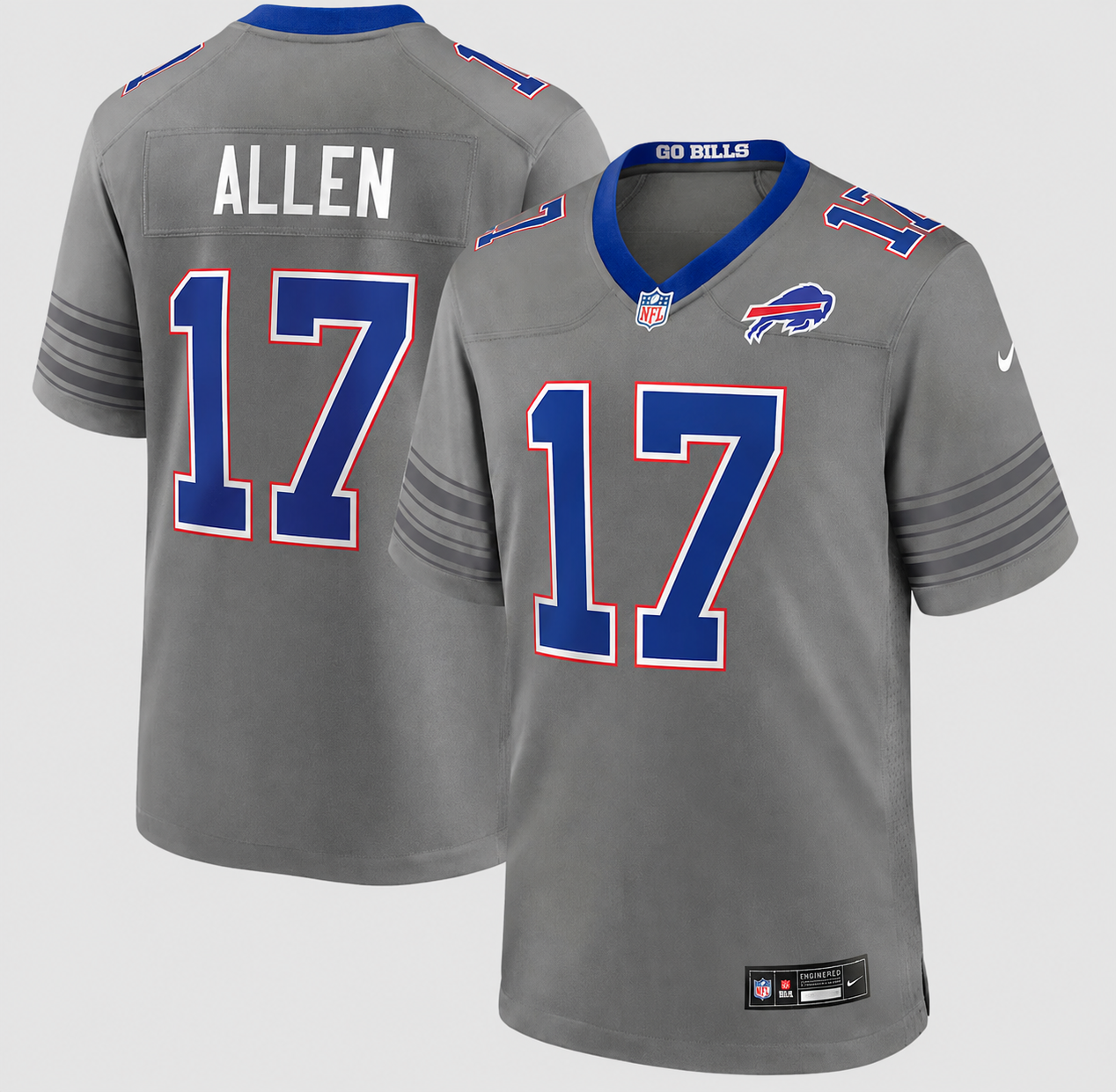 Men's Buffalo Bills Josh Allen Nike Gray Nickel City Game Jersey - Jersey