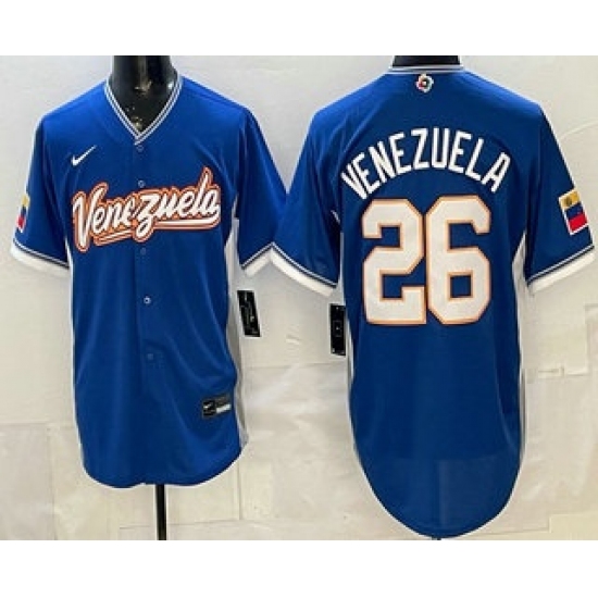 Men's Venezuela #26 Campeones Blue 2026 World Baseball Classic Cool Base Jersey - Jersey