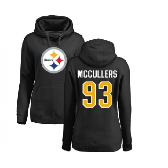 Football Women's Pittsburgh Steelers #93 Dan McCullers Black Name & Number Logo Pullover Hoodie - Jersey