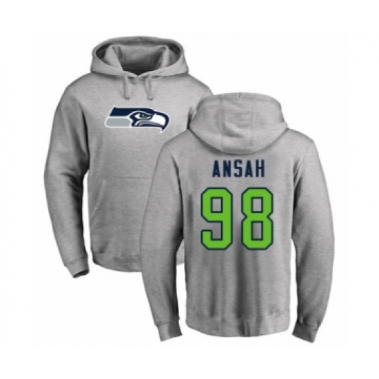 Football Seattle Seahawks #98 Ezekiel Ansah Ash Name & Number Logo Pullover Hoodie - Jersey