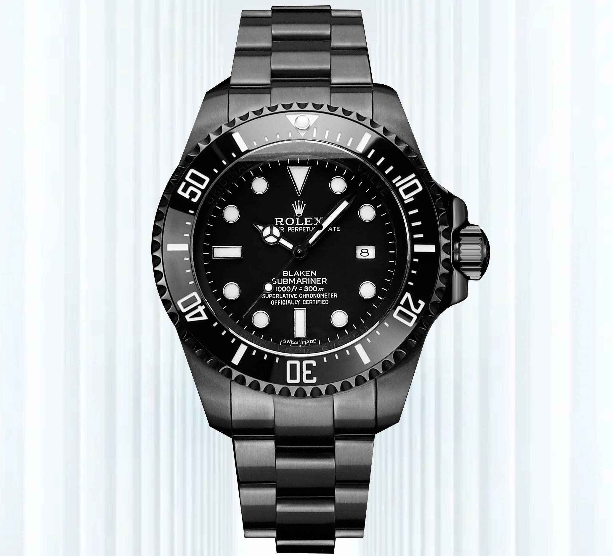No.8 BLAKEN Modified Rolex Submariner Full‑Black DLC‑Coated Automatic Mechanical Men's Watch