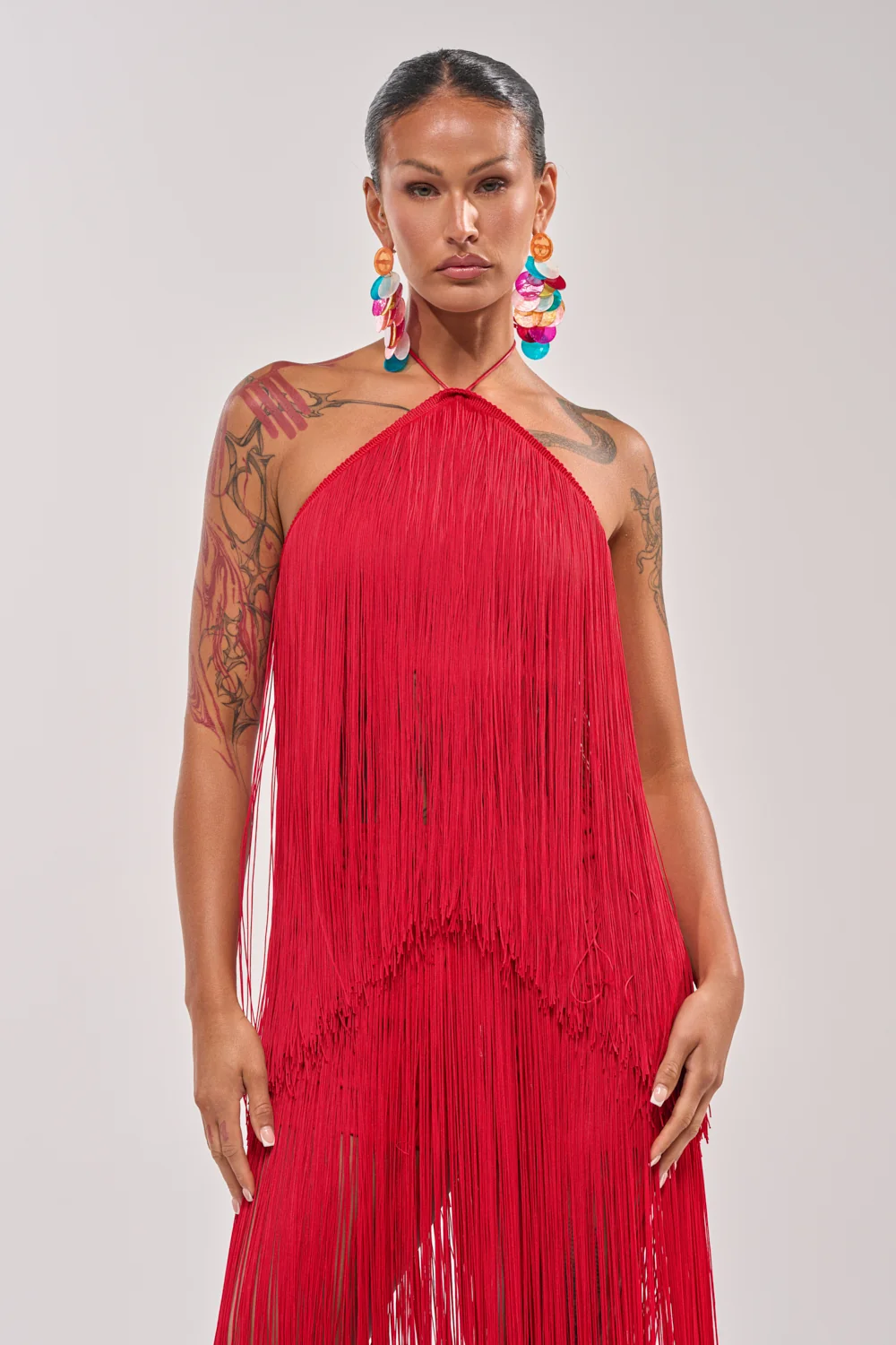 ON THE EDGE FRINGE HALTER TOP - Akira Wear
