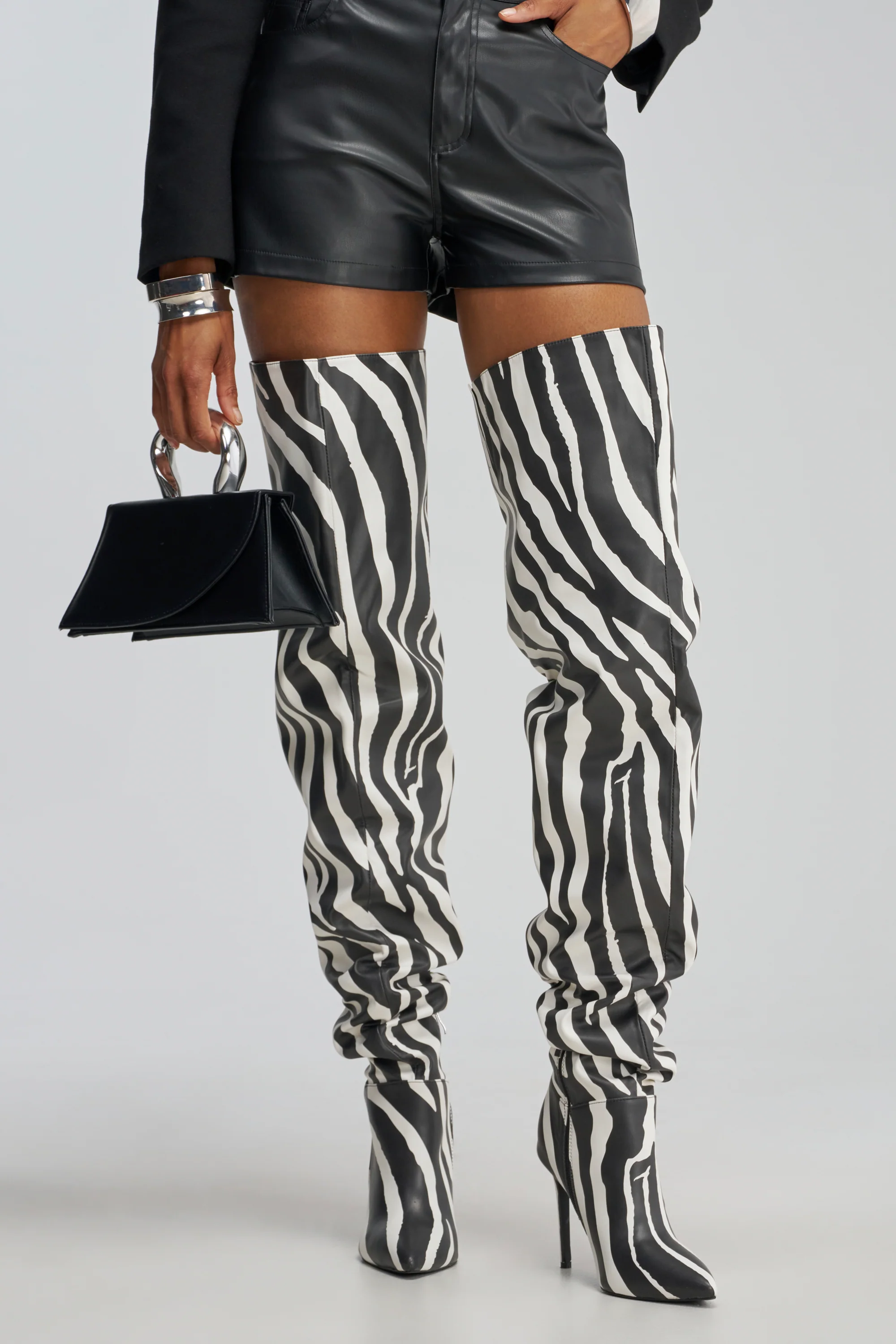 AZALEA WANG BOMBSHELL ZEBRA THIGH HIGH BOOT - Akira Wear