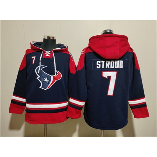 Men's Houston Texans #7 C.J. Stroud Navy Ageless Must-Have Lace-Up Pullover Hoodie - Jersey