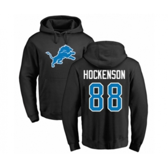 Football Detroit Lions #88 T.J. Hockenson Black Name & Number Logo Pullover Hoodie - Jersey