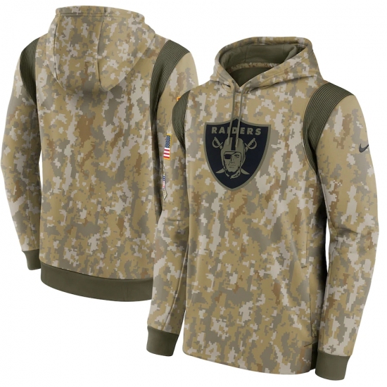 Men's Las Vegas Raiders Nike Camo 2021 Salute To Service Therma Performance Pullover Hoodie - Jersey