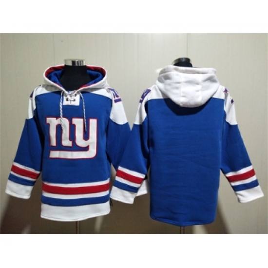 Men's New York Giants Blank Blue Lace-Up Pullover Hoodie - Jersey