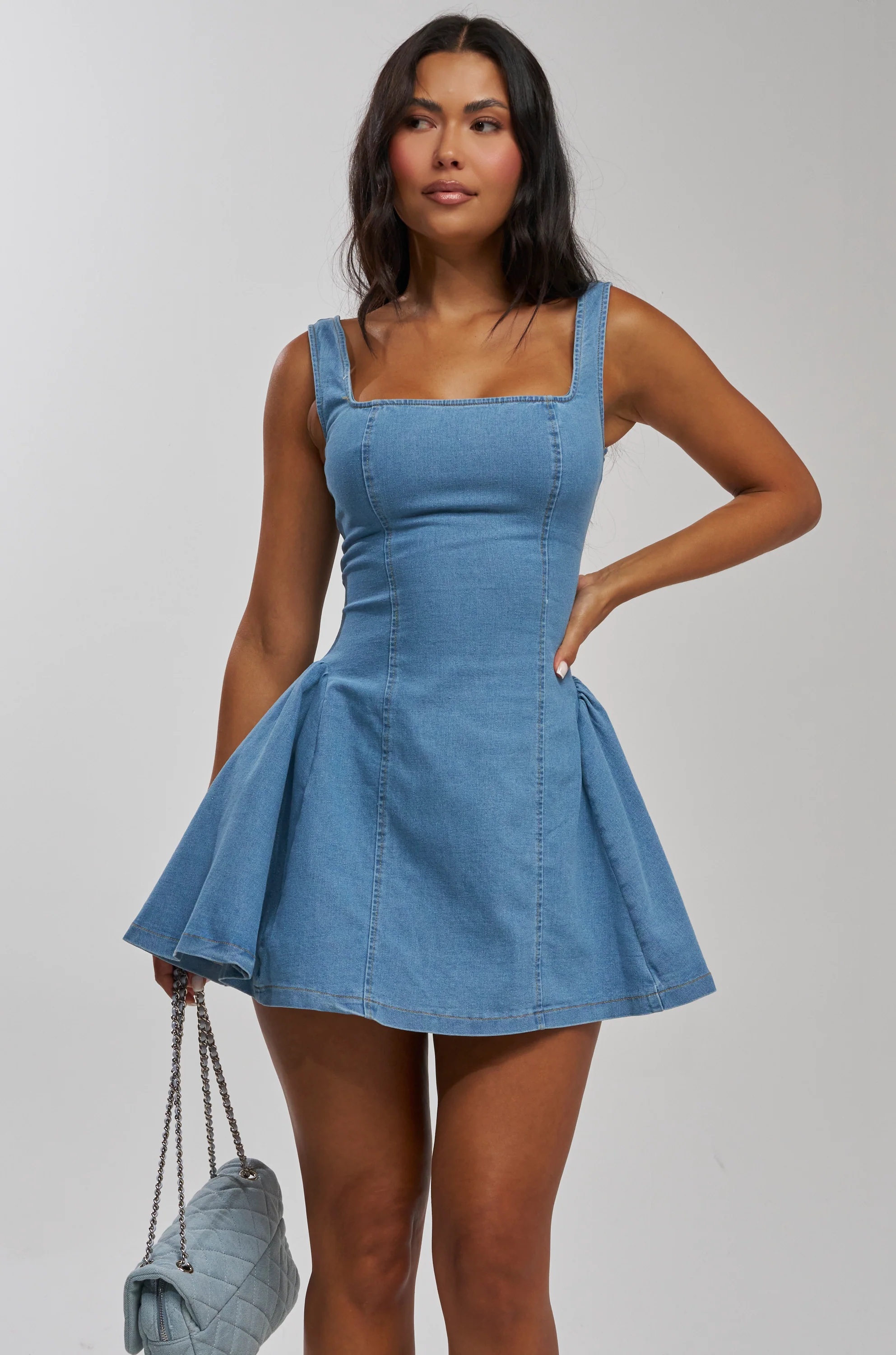 DON'T COPY ME DENIM MINI DRESS - Akira Wear