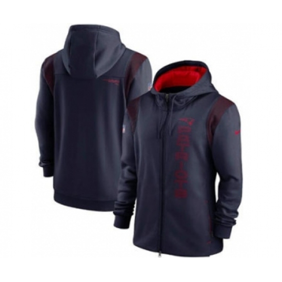 Men's New England Patriots 2021 Navy Sideline Team Performance Full-Zip Hoodie - Jersey