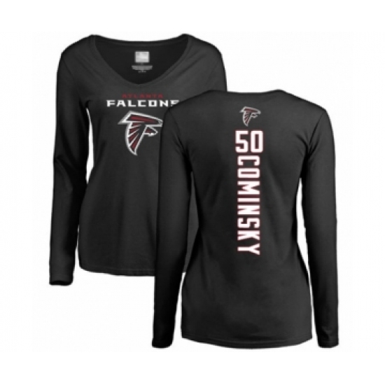 Football Women's Atlanta Falcons #50 John Cominsky Black Backer Long Sleeve T-Shirt - Jersey