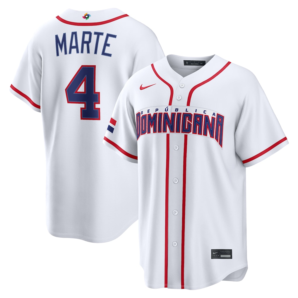 Men's Dominican Republic Baseball Ketel Marte Nike White 2026 World Baseball Classic Home Stadium Jersey - Jersey