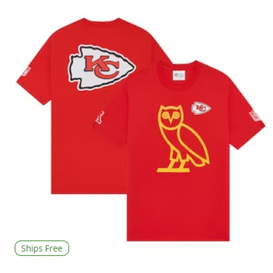 Men's Kansas City Chiefs OVO x NFL Red OG Owl T-Shirt - Jersey