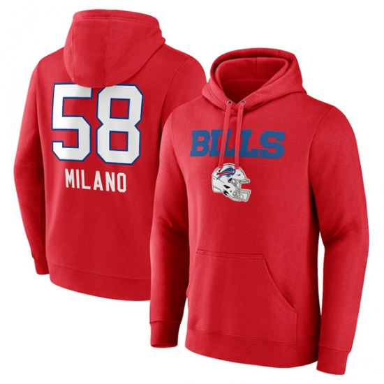 Men's Buffalo Bills #58 Matt Milano Red Team Wordmark Player Name & Number Pullover Hoodie - Jersey