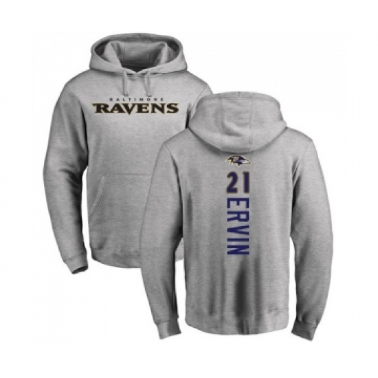 Football Baltimore Ravens #21 Tyler Ervin Ash Backer Pullover Hoodie - Jersey