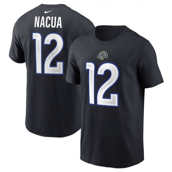 Men's Los Angeles Rams #12 Puka Nacua Black 2025 Rivalries Collection Player Name & Number T-Shirt - Jersey