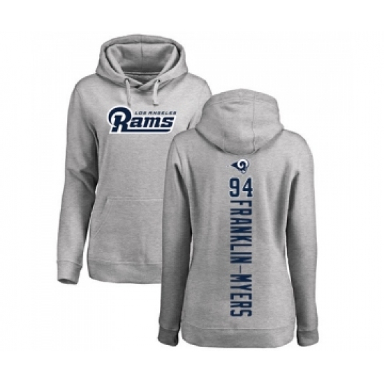 Football Women's Los Angeles Rams #94 John Franklin-Myers Ash Backer Pullover Hoodie - Jersey