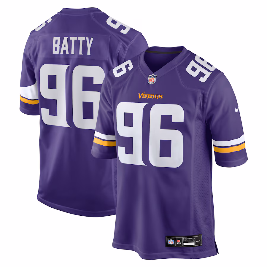 Men's Minnesota Vikings Tyler Batty Nike Purple Team Game Jersey - Jersey